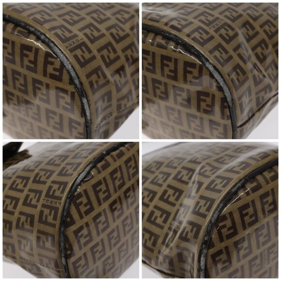 FENDI Zucchino Canvas Mamma Baguette Shoulder Bag Enamel Beige Gold Auth 128662 - Picture 15 of 16